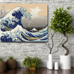 Set pictura pe numere (panza) Marele val de la Kanagawa Hokusai 40x50 cm
