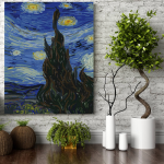 Set pictura pe numere (panza) Noapte instelata Van Gogh Triptic I 50x40 cm