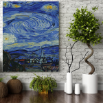 Set pictura pe numere (panza) Noapte instelata Van Gogh Triptic II 50x40 cm