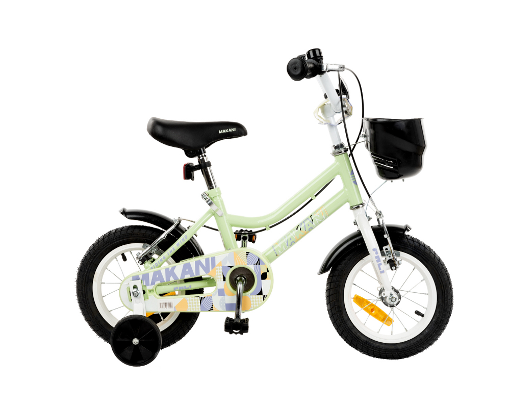 Bicicleta 12 inch cu roti ajutatoare si cosulet frontal Makani Pali Green - 1