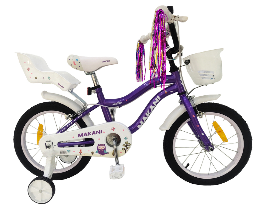 Bicicleta 16 inch cu roti ajutatoare Makani Aurora Purple ajutatoare imagine noua responsabilitatesociala.ro