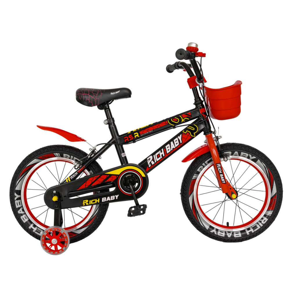 Bicicleta baieti 3-5 ani 14 inch Frane C-Brake Rich Baby R14WTB negru cu rosu - 7