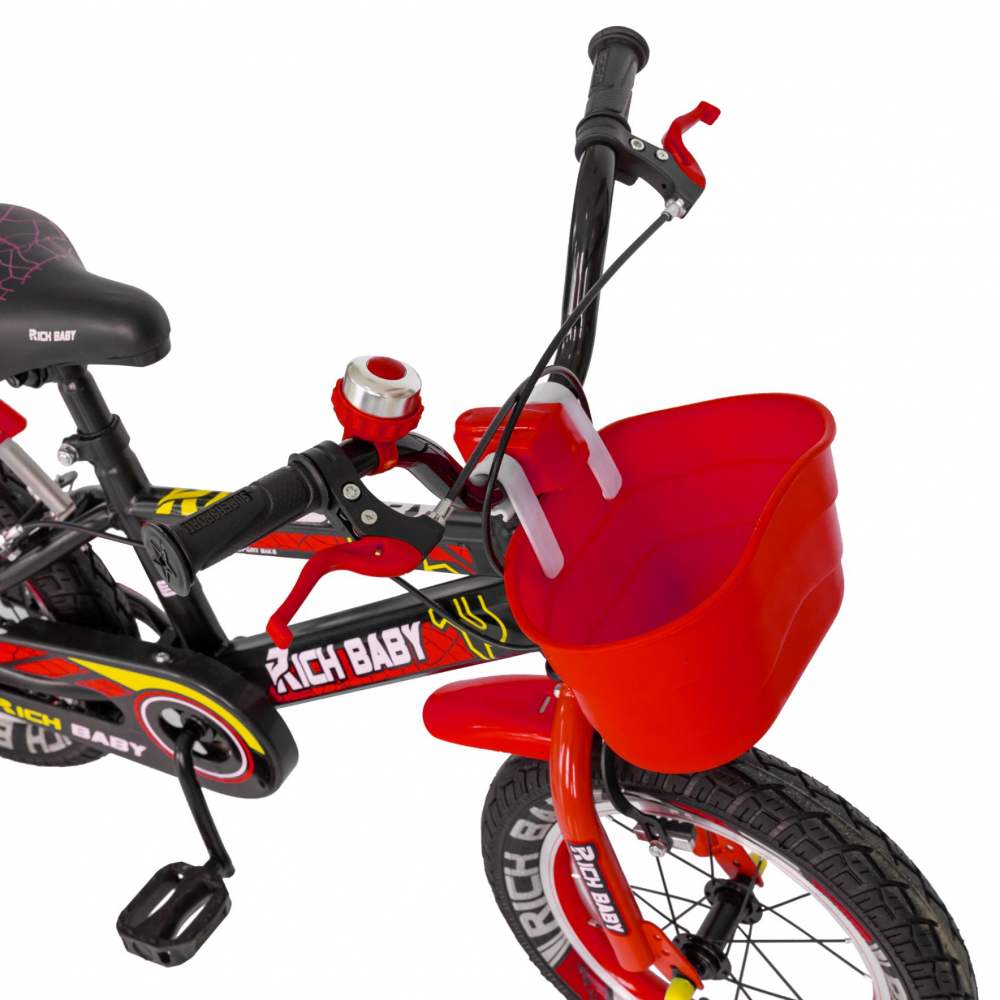 Bicicleta baieti 3-5 ani 14 inch Frane C-Brake Rich Baby R14WTB negru cu rosu - 1