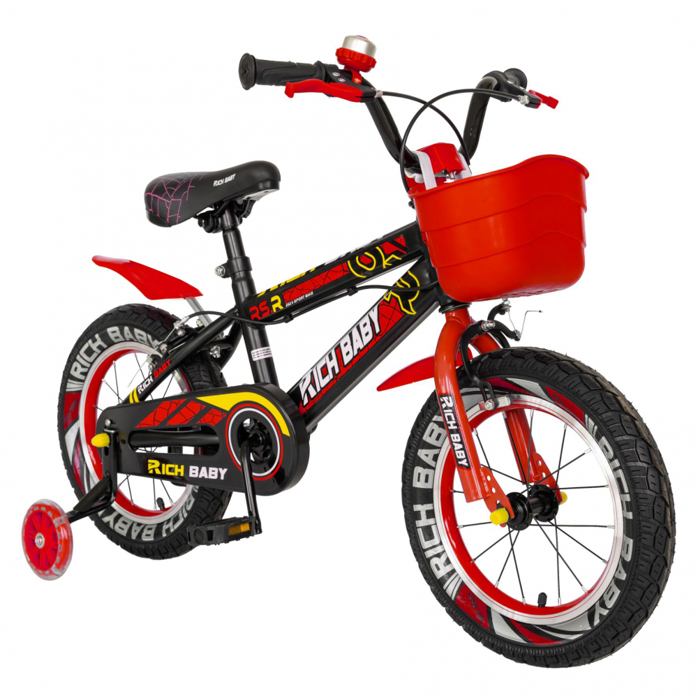 Bicicleta baieti 3-5 ani 14 inch Frane C-Brake Rich Baby R14WTB negru cu rosu - 6
