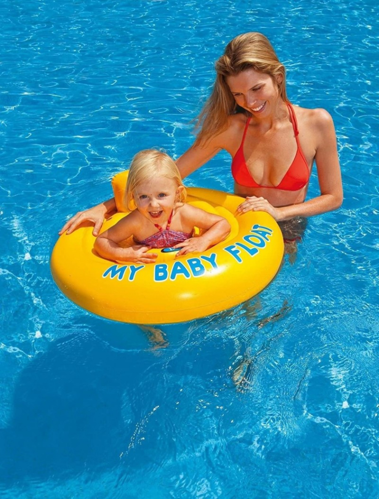 Colac gonflabila pentru inot bebelusi Intex My Baby Float, 56585 70 cm galben 56585