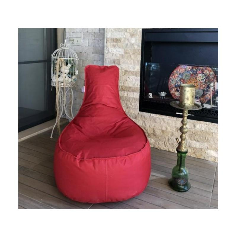 Fotoliu tip para Big Bean Bag textil umplut cu perle polistiren rosu