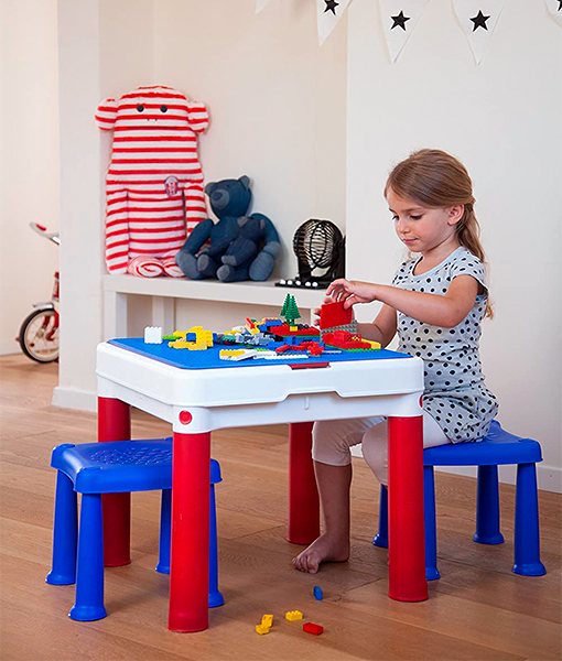 Masuta copii pentru Lego cu 2 scaunele Keter Camera imagine noua responsabilitatesociala.ro