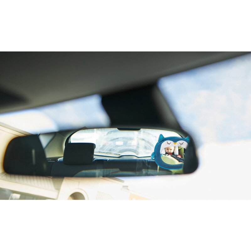 Oglinda auto pentru supraveghere bebelusi PetiteMars Zoo Bufnita Albastra - 5