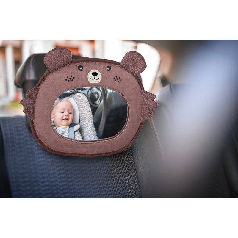 Oglinda auto pentru supraveghere bebelusi PetiteMars Zoo Urs Brun - 0