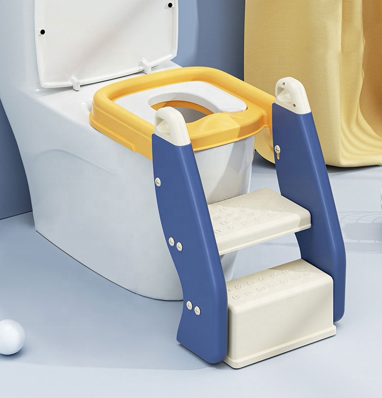 Reductor pentru toaleta cu scarita Little Mom Soft Pad Yellow Blue Blue imagine noua responsabilitatesociala.ro