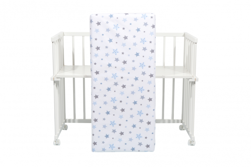 Set lenjerie 4 piese Mini Cot Blue and Grey Stars white - 1 | YEO