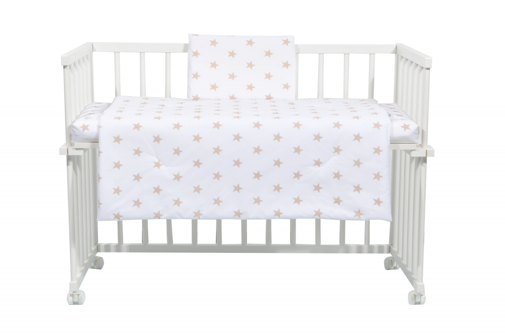 Set lenjerie 4 piese Mini Cot Cream stars