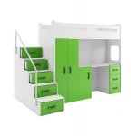 Mobilier complet camera copii Max4 pat dulap birou verde