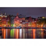 Puzzle din lemn Amsterdam by night s Wooden City 75 piese