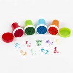 Set 9 stampile de jucarie pentru copii cu diverse animalute din plastic multicolor