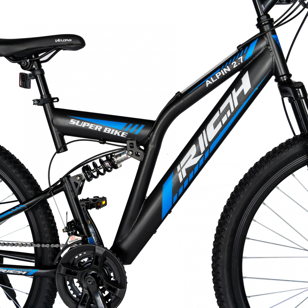 Bicicleta MTB-FS Saiguan Revoshift 27.5 inch RICH R2750D cadru negru cu design albastru - 6
