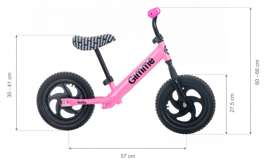 Bicicleta fara pedale 11 inch Teddy Pink - 7