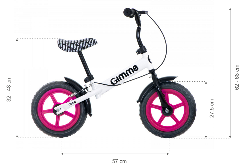 Bicicleta fara pedale 11 inch cu frana Nemo Pink - 1