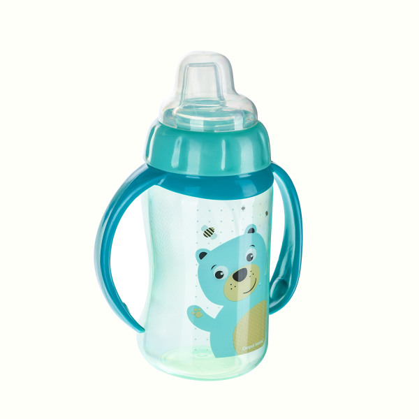 Cana antrenament Canpol Babies cu tetina din silicon Cute Animals Urs 320ml 56512 Turcoaz