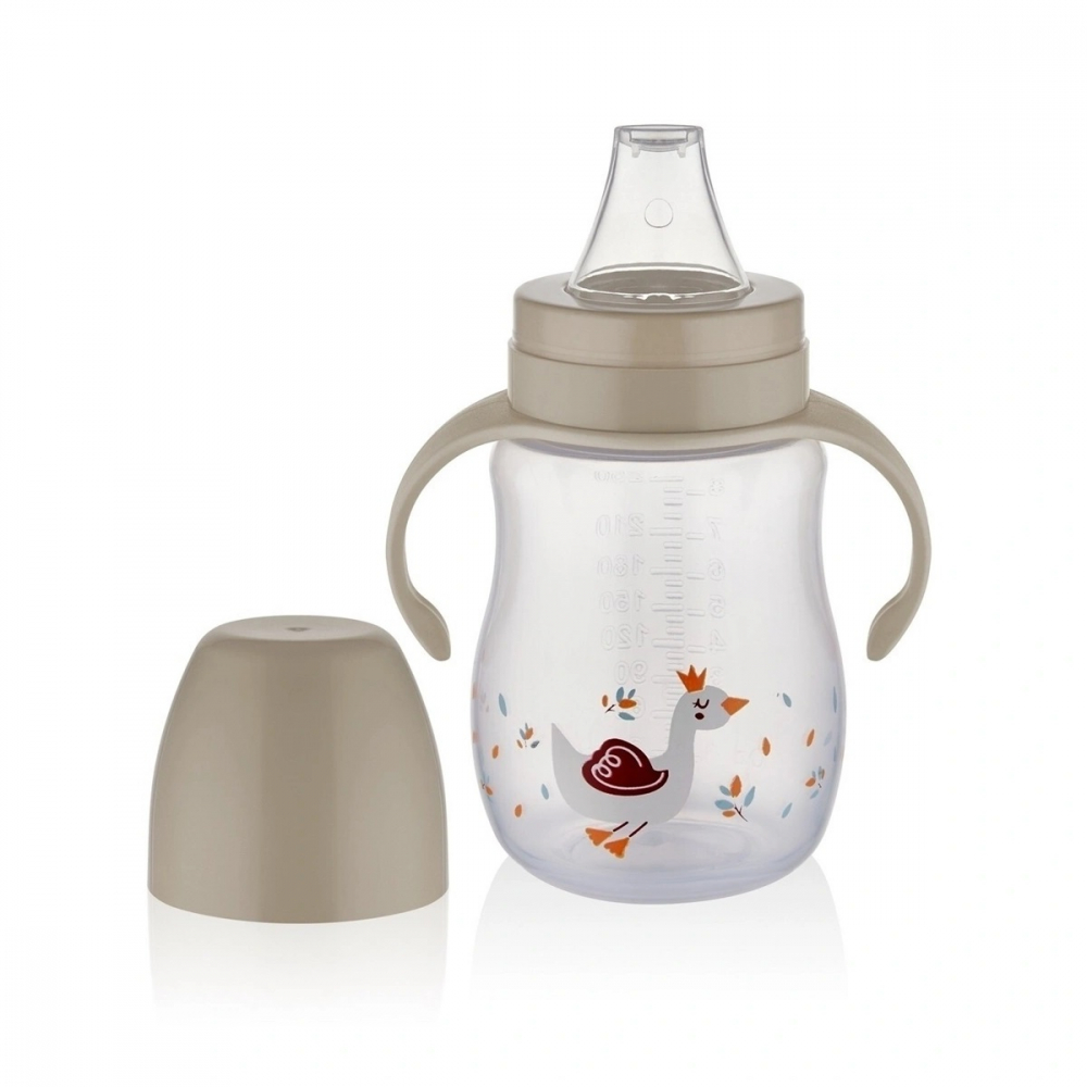 Cana cu manere si cioc de silicon BabyJem 250ml Swan Bej - 1 | YEO