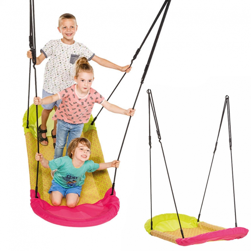 Leagan cuib oval Nest Swing Grandoh Pink Green pentru 3 copii copii imagine 2022