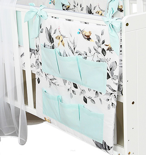 Organizator pentru patut 6 compartimente gray deer mint