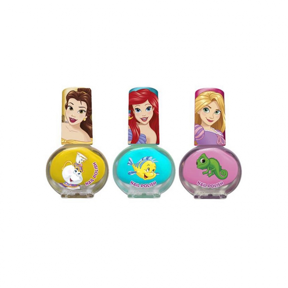Set manichiura pentru fetite cu 3 lacuri si modele de lipit pe unghii Printesele Disney copii imagine noua responsabilitatesociala.ro