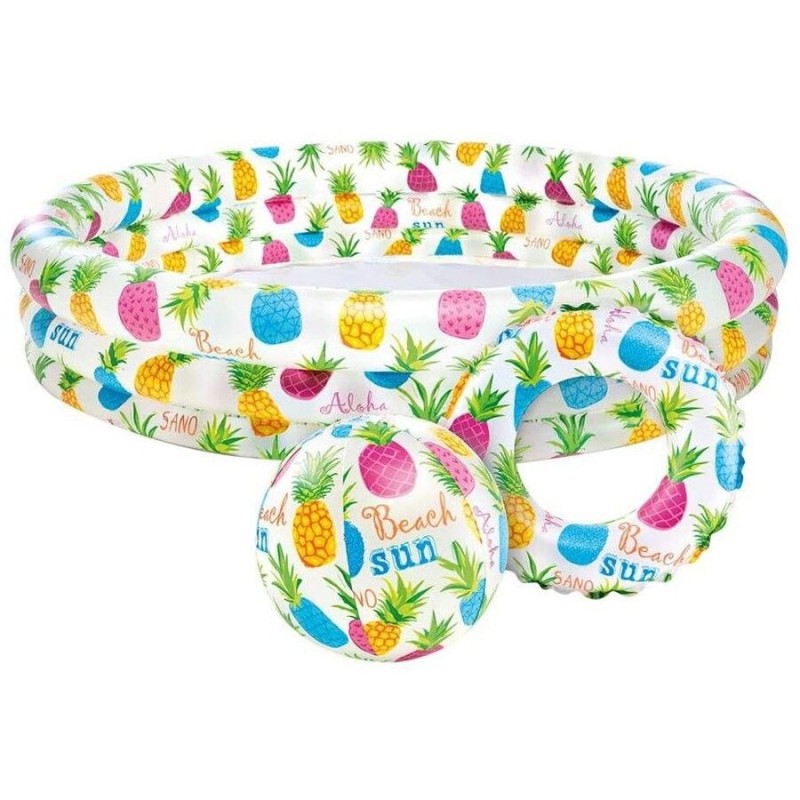 Set piscina gonflabila pentru copii + colac + minge Intex 59469 132 x 28 cm Multicolor