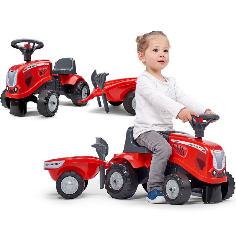 Tractor Baby Mac Cormick Red cu remorca Baby