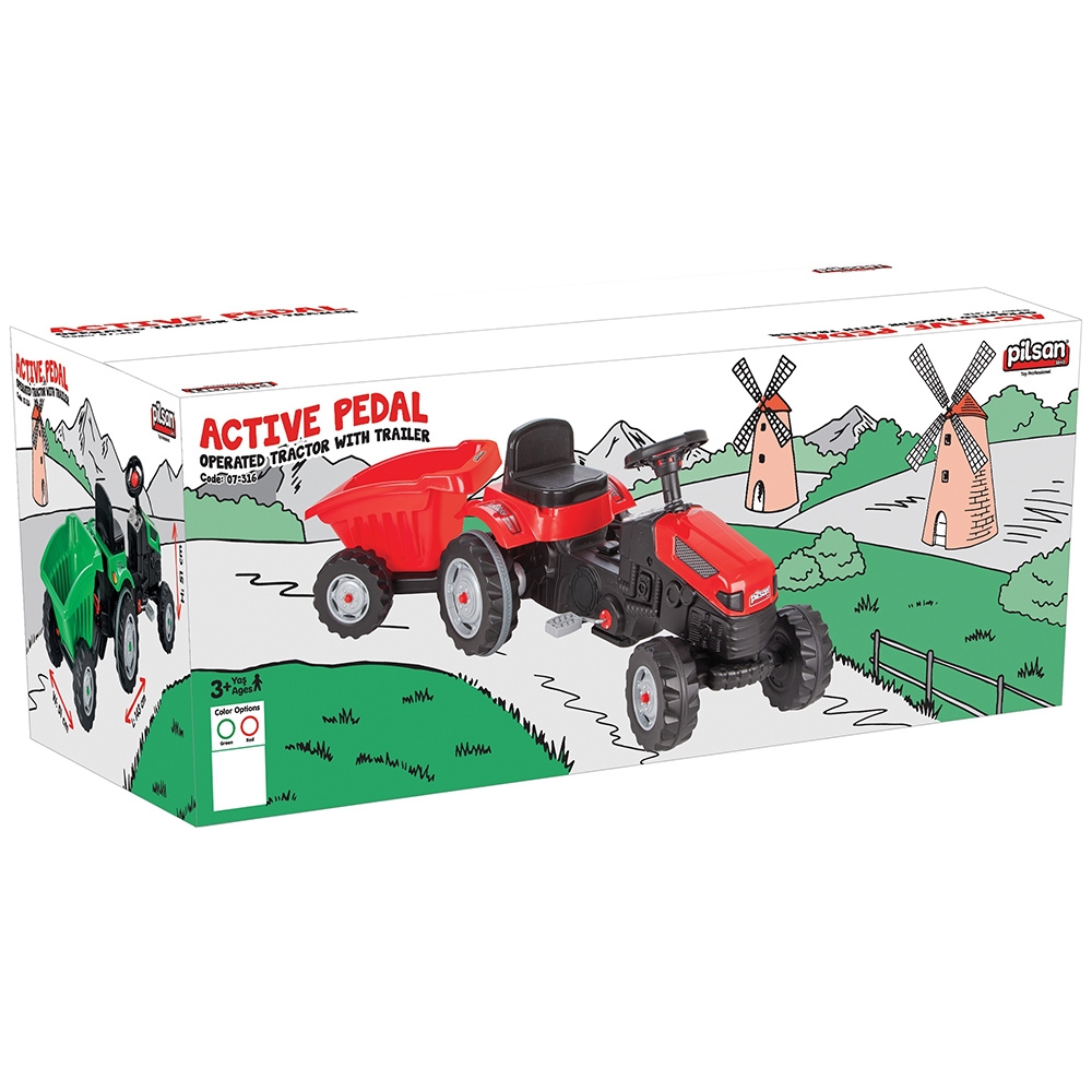 Tractor cu pedale si remorca Pilsan Active with Trailer 07-316 red - 1