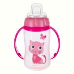 Cana antrenament Canpol Babies cu tetina din silicon Cute Animals Pisicuta 320ml 56/512 Pink
