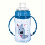 Cana antrenament Canpol Babies cu tetina din silicon Cute Animals Catel 320ml 56/512 Albastru
