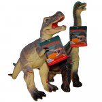 Set 2 figurine dinozauri din cauciuc T-Rex maro si Brachiosaurus 34 cm