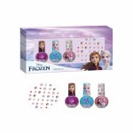 Set manichiura pentru fetite, cu 3 lacuri de unghii si modele de lipit pe unghii, Frozen