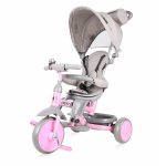 Tricicleta pentru copii Lucky Crew multifunctionala  grey & pink