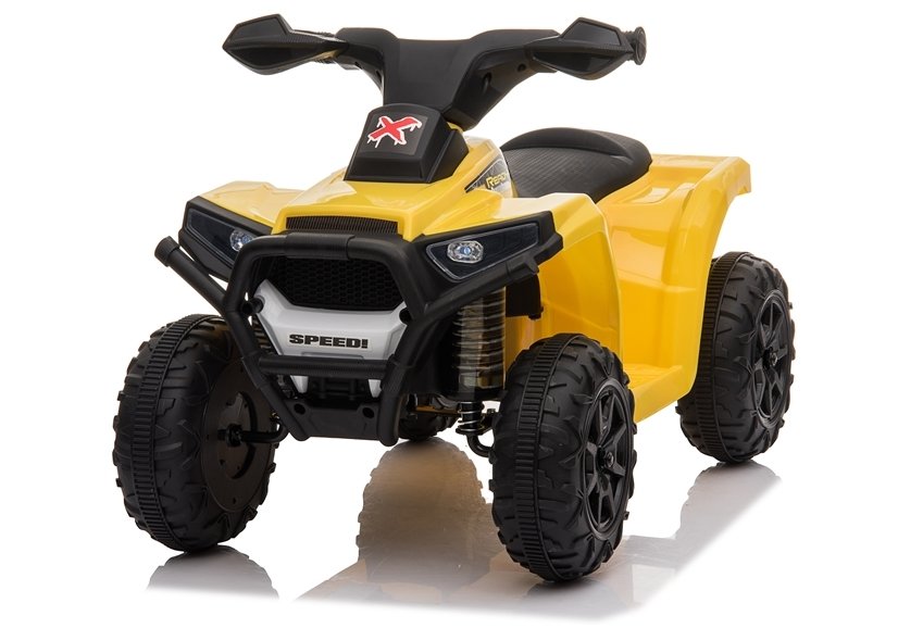 Atv electric pentru copii Nichiduta Racer X Yellow 35W cu sunete pornire si muzica, suport picioare lat si roti rezistente