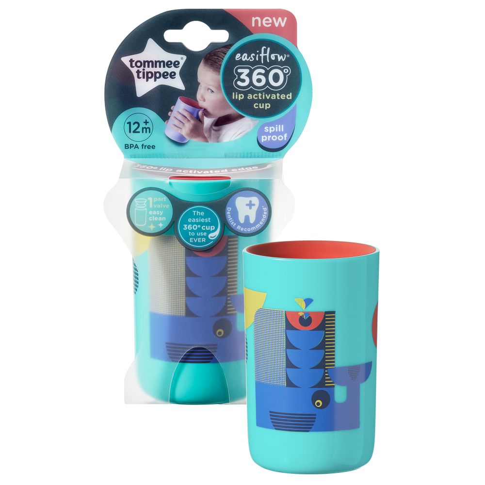 Cana Tommee Tippee 360 Beaker Ecomm 250 ml Balenuta Turcoaz 12 luni +