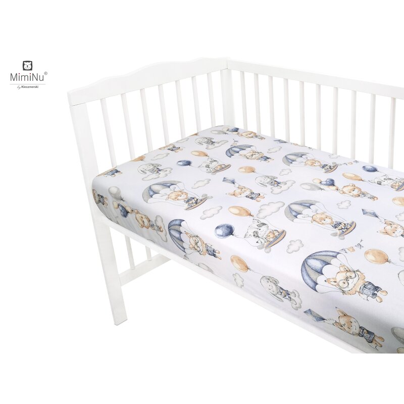 Cearceaf cu elastic MimiNu pentru patut 120X60 cm din bumbac Parachutes Blue