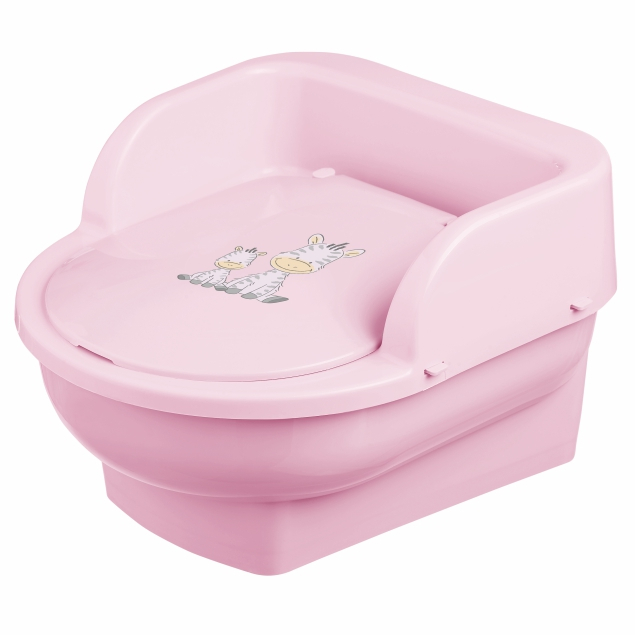 Olita copii tip mini toaleta cu recipient detasabil Maltex Baby Zebra Light Pink
