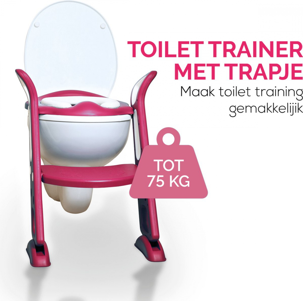 Reductor pentru toaleta cu scara Little Mom Happy Feet Red Feet imagine noua responsabilitatesociala.ro