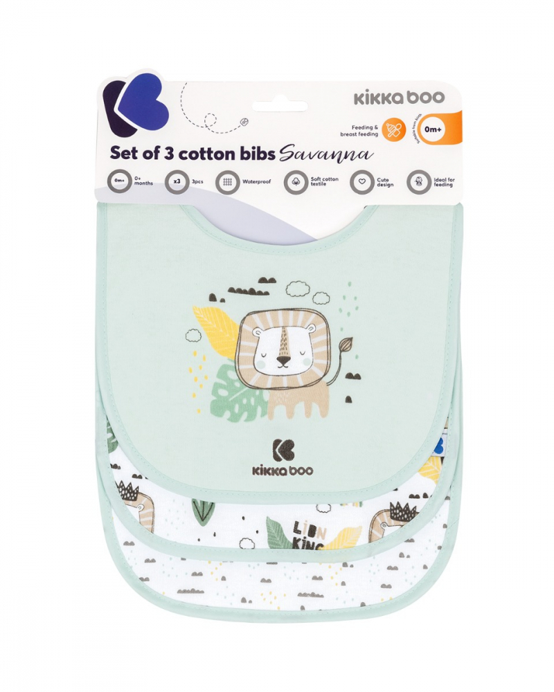 Set 3 bavete KikkaBoo cu inchidere cu velcro Savanna Mint - 3 | YEO