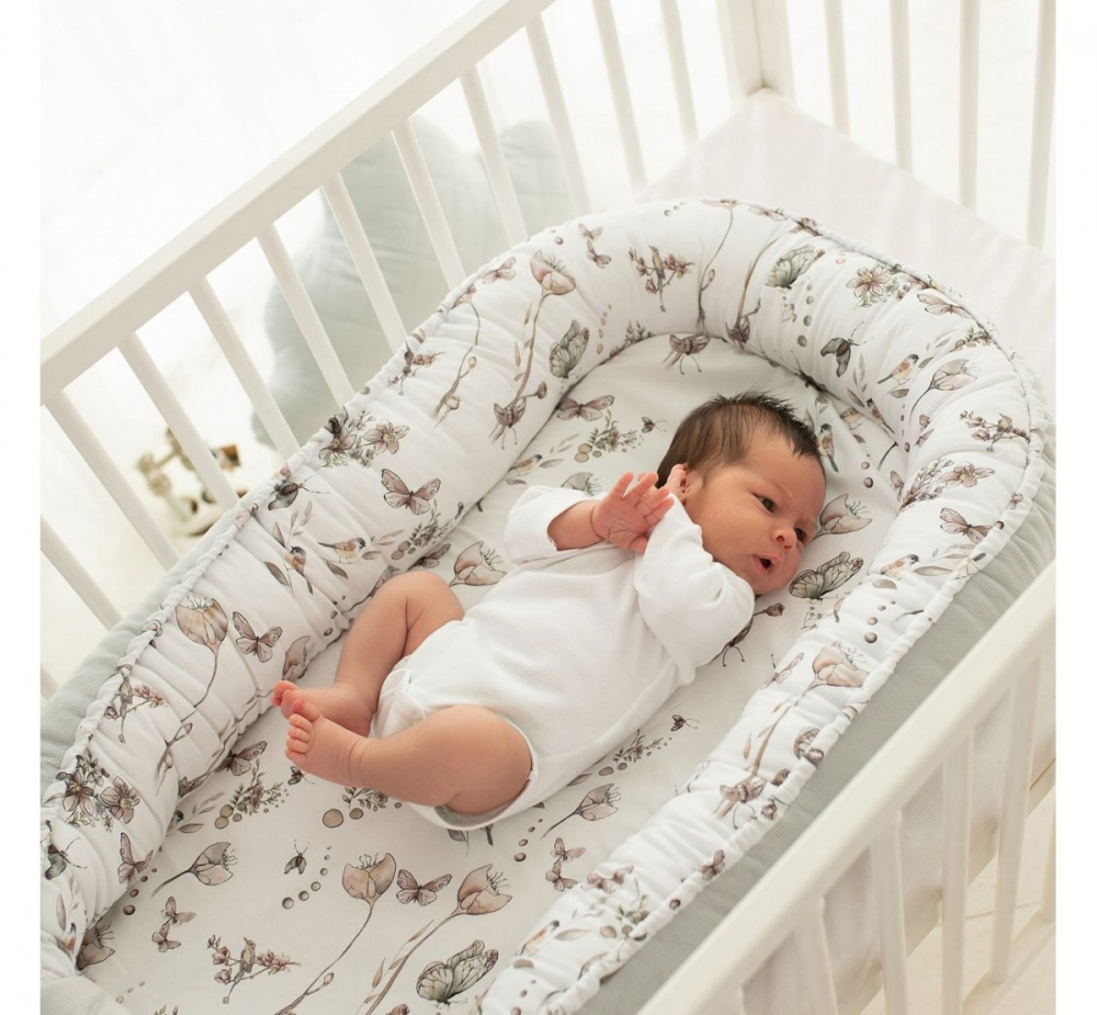 Suport de dormit by BabySteps Babynest Premium bumbac si catifea 70x35 cm Boho Beige - 2