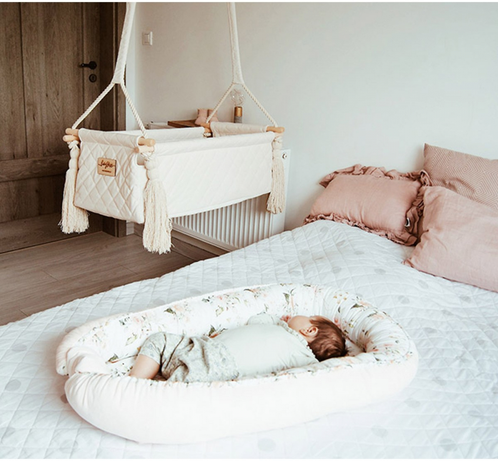 Suport de dormit by BabySteps Babynest Premium bumbac si catifea 70x35 cm Cherry Soft Pink - 4