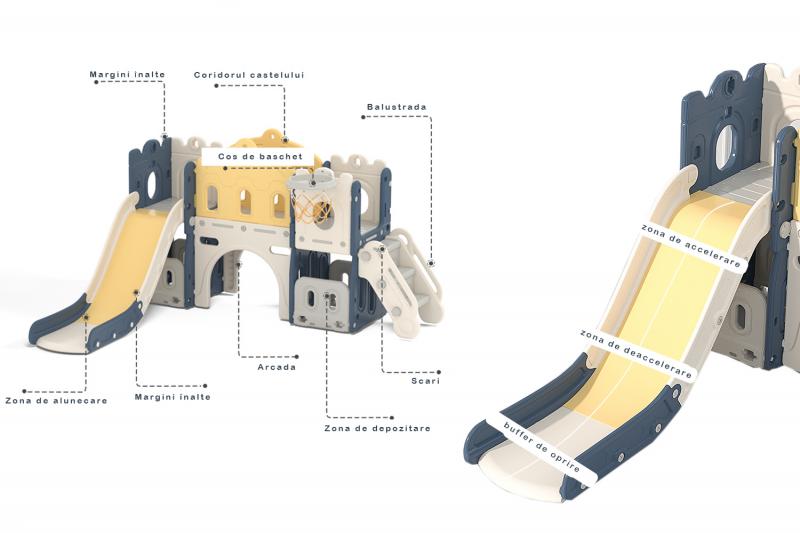 Tobogan MyKids castel cu cos de baschet LXC03 albastru-galben - 1 | YEO