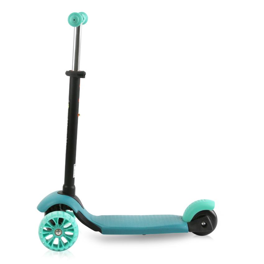 Trotineta pentru copii Draxter Mint Green ghidon reglabil, roti din silicon cu Led, greutate admisa 20 kg, 3 ani+