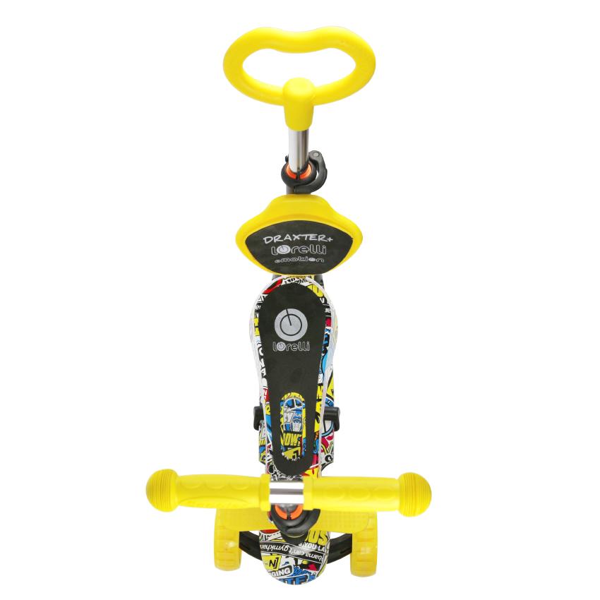 Trotineta Draxter Graffiti Smile cu sezut, spatar, maner parental, roti din silicon cu Led, ghidon reglabil, greutate admisa 20 kg - 2