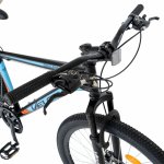 Bicicleta MTB-HT Velors Challange V27/10A 27.5 inch manete schimbator secventiale 21 viteze cadru negru cu design albastru/portocaliu