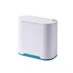 Cos pampers compact cu suport saci menajeri Little Mom Trash Can White/Blue