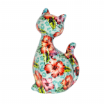 Pusculita decoratiune ceramica pisica caramel 21 cm