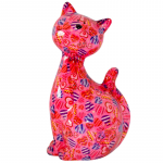 Pusculita decoratiune ceramica pisica caramel 29.5 cm
